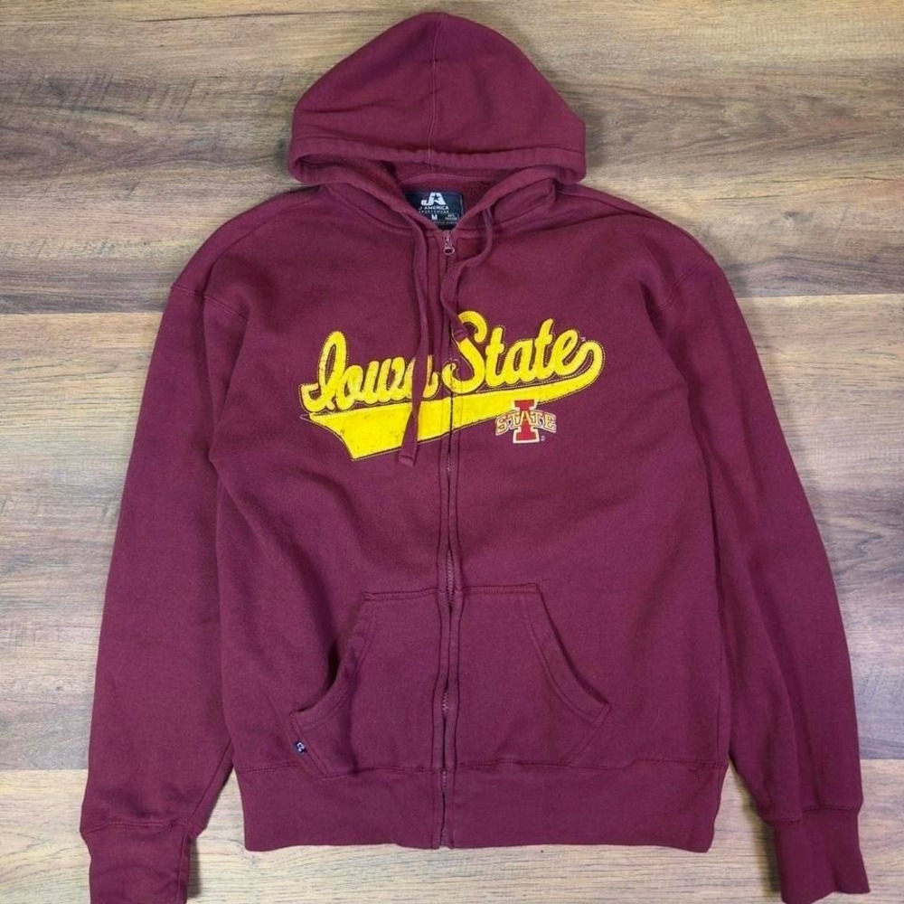 Iowa State Cyclones Zip-Up Hoodie Men M Maroon College Embroidered Logo